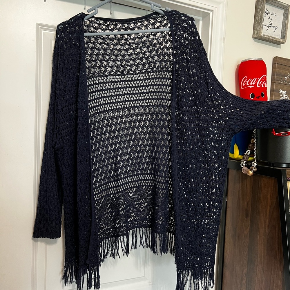 Crochet kimono navy blue